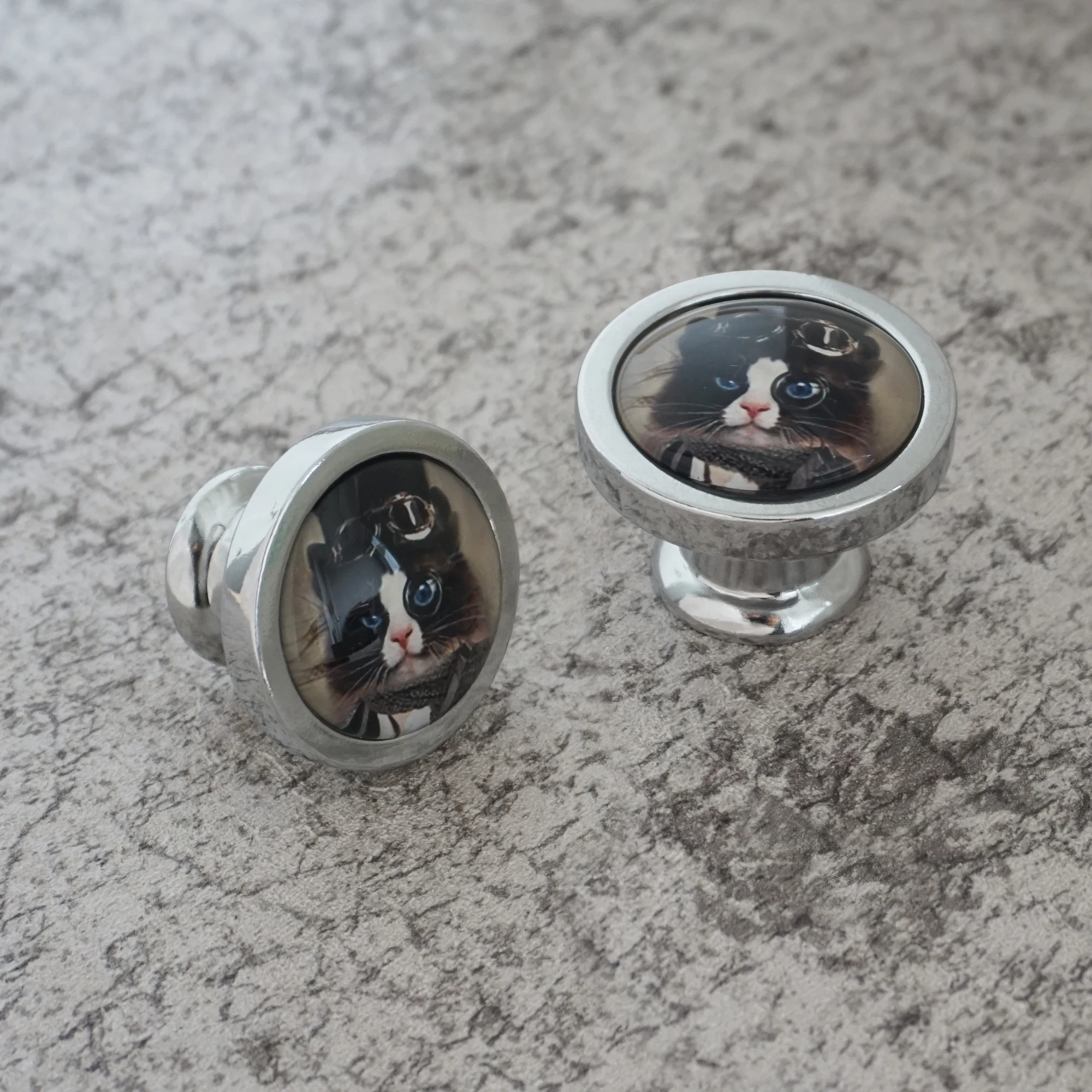 Cat - Drawer Knobs Door Pull Handles Kitchen Cabinet Pull Wardrobe Closet Knobs Furniture Knobs Antique Brass Bronze Silver