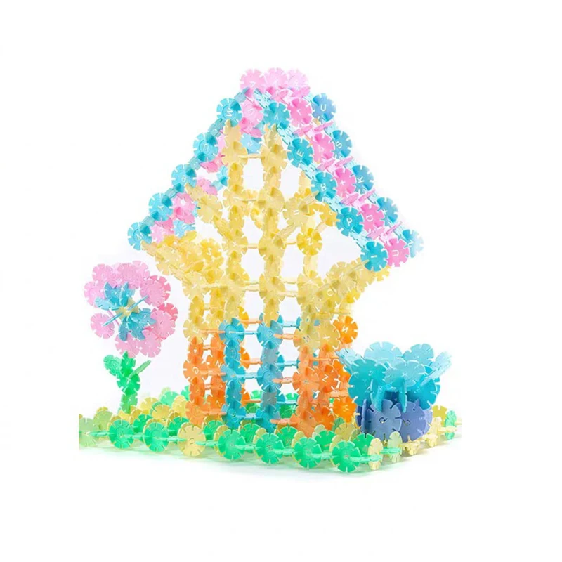 Early Education Children Puzzle Toy Kindergarten Plastic Snowflake Interconnecting Blocks Building And Construction Toys As Gift