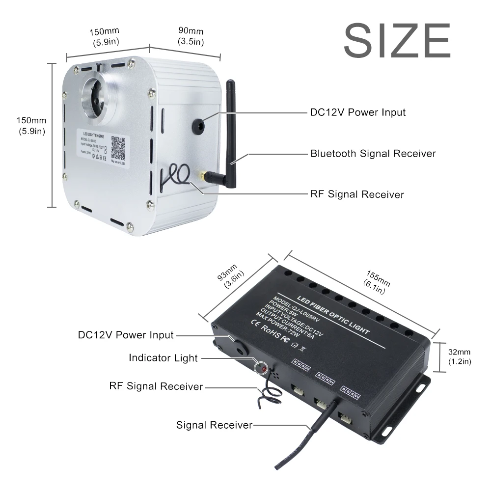 Imagem -02 - Luzes de Fibra Ótica Brilhante Rgb 32w Controle por Bluetooth Kits de Luzes de Teto para 400 835 Peças 4m Fibra Ótica com Efeito para Tiro