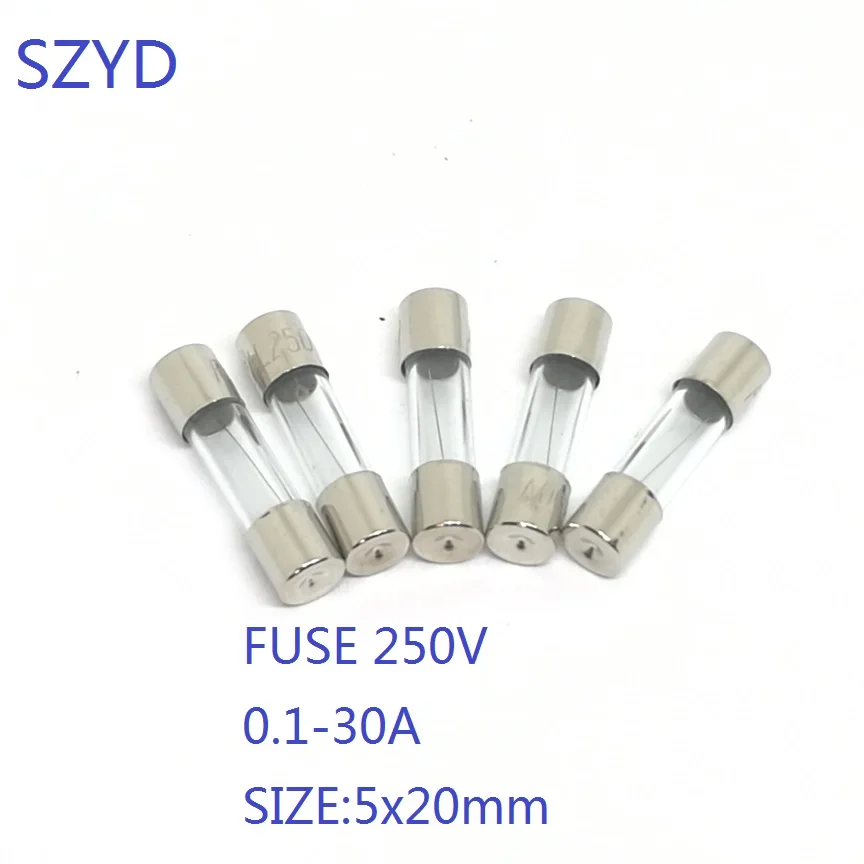 1 5 10 20 PCS/LOT Glass Tube Fast Fuse 5x20mm 250V 0.1A 0.2A 0.5A 1A 1.5A 2A 3A 4A 5A 6A 6.3A 7A 8A 10A 12A 15A 20A 30A 5*20mm