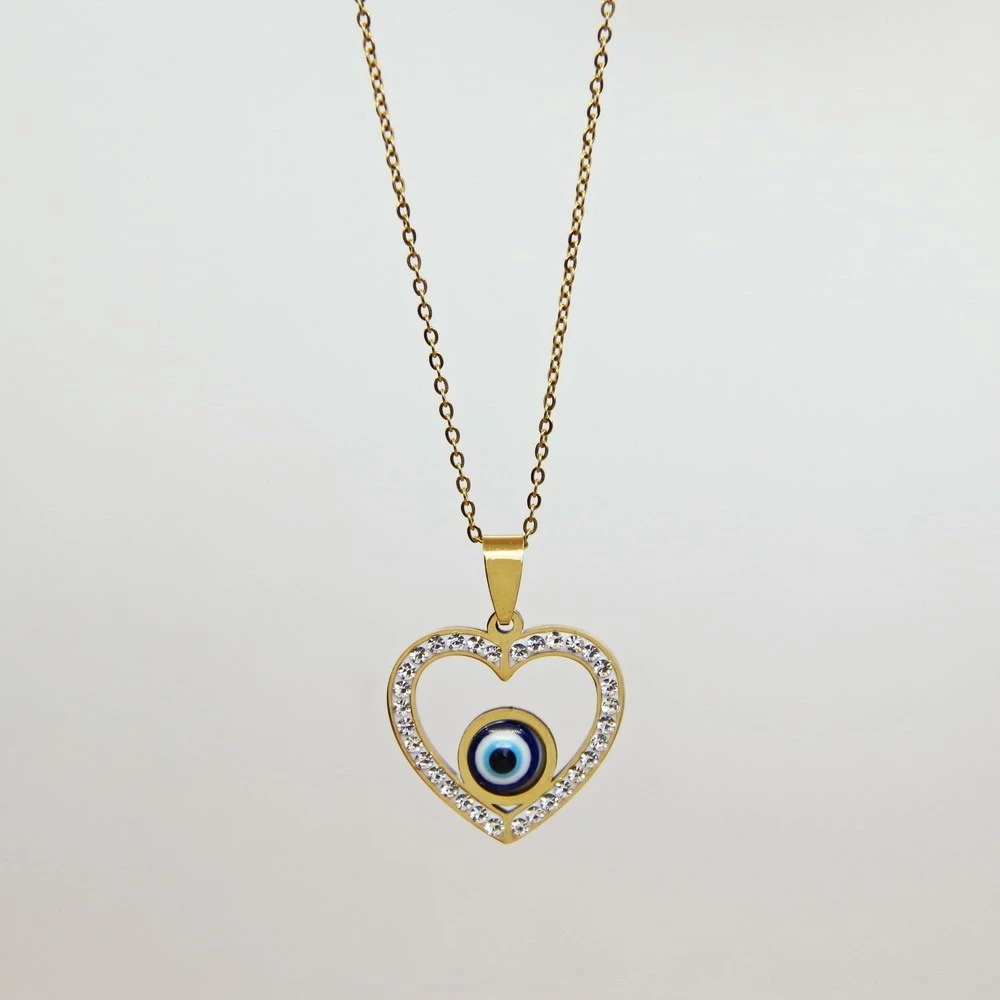 Stainless Steel Evil Eye Necklace For Women New Designers Heart Crown Four Clover Pendant Aesthetic Jewelry Charm Goth Wholesale