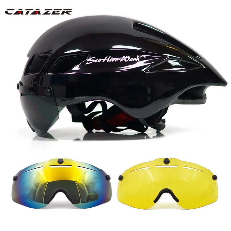 

New Bicycle Helmet with Glasses 4 Colors Ultralight MTB Road Bike Helmet 57-61cm Adults Goggleses Casco Ciclismo Black Blue