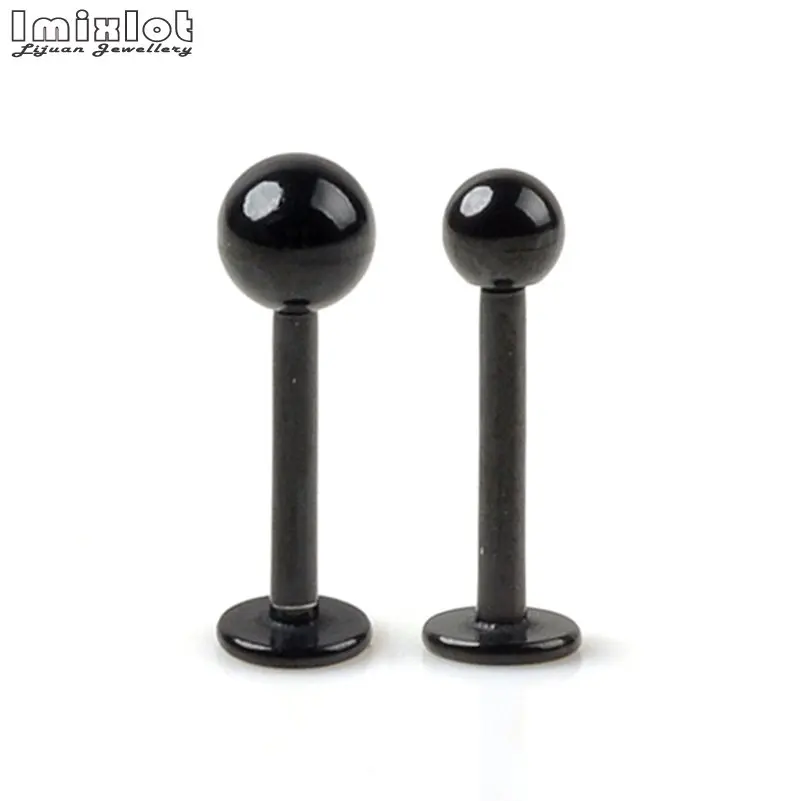 20pcs/lot 16G Surgical Steel Black Labret Lip Piercing Ear Cartilage Lip Earrings Piercing Ombligo Ear Piercing Body Jewelry