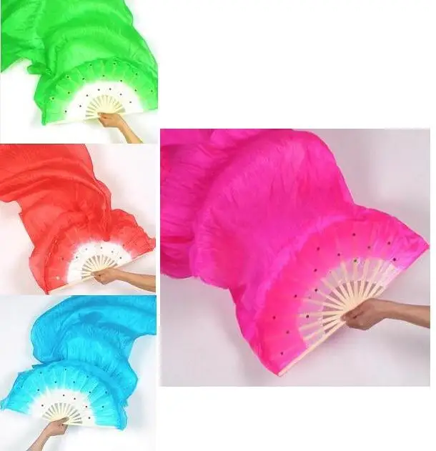 Hot Sell! Free Shipping 120pcs/lot Belly Dance Fan Silk Veils with 5colors Available Wholesale