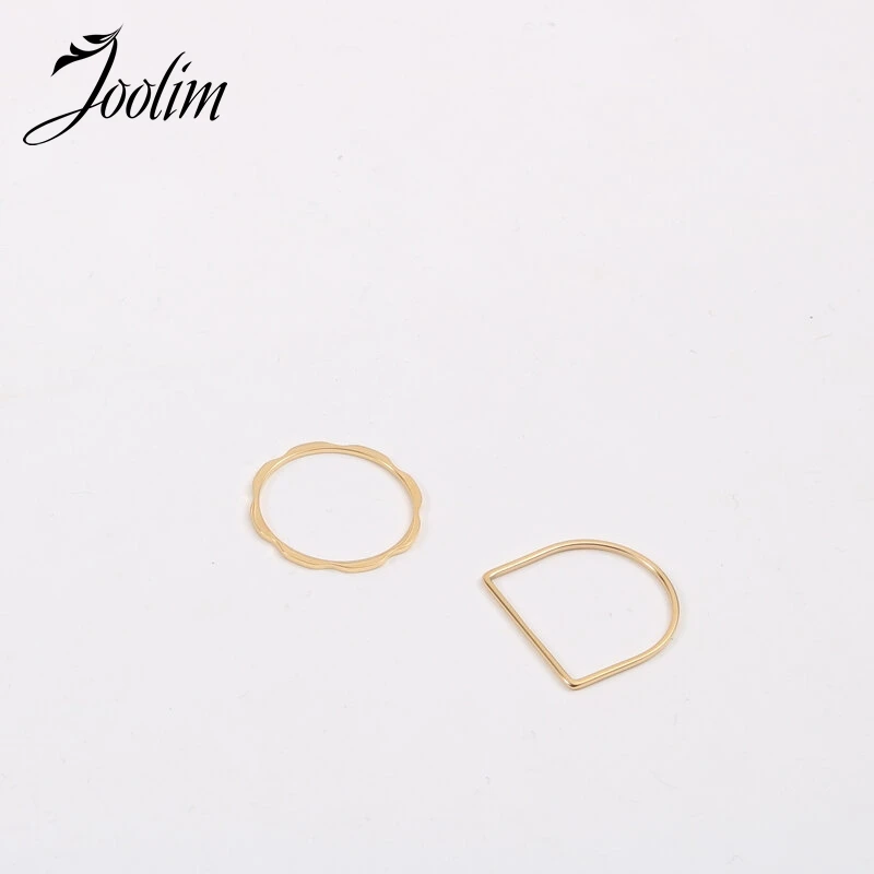 Joolim High End PVD Symple Letter D&Wintersweet Style Ring For Women Stainless Steel Jewelry Wholesale