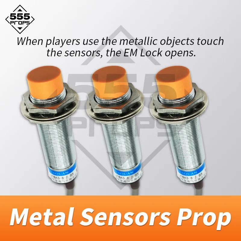 

Metal Sensors in Simultaneous Version escape room game several metal sensors touch at the same time to unlock