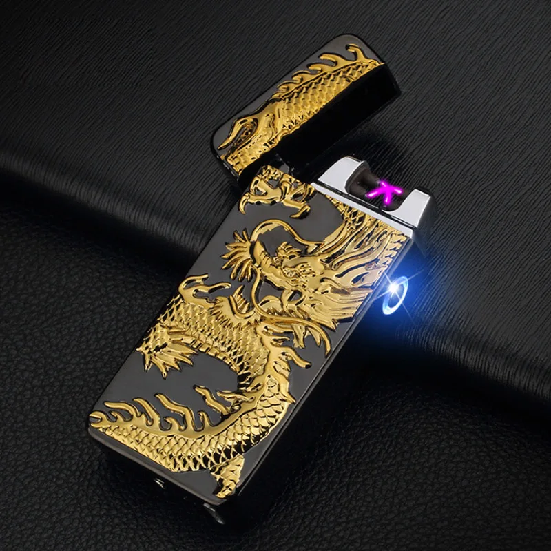 

Relief USB Charging Electric Lighters Pulse Dual Arc Metal Rechargeable Electric Windproof Lighter Rechargeable Cigar Lighter