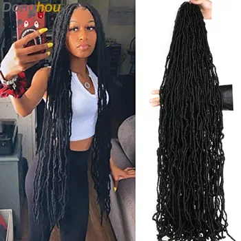 18 24 36Inch Long Messy Boho Goddess Faux Locs Crochet Hair Culry Braid Soft Locs Crochet Hair Synthetic Braiding Hair Extension
