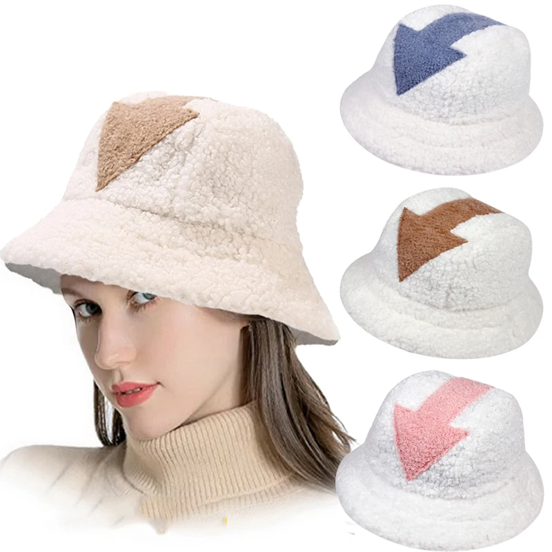 Unisex Harajuku Appa Bucket Hat Graffiti Solid Women Men Fishing Fisherman Hat Autumn Winter Lamb Wool Outdoor Warm Panama Cap