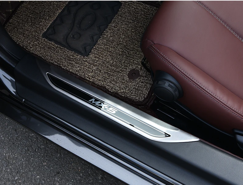 Edelstahl-Türschwellenschutz, Pedal-Abschleifplattenabdeckung, Zierleisten, Zubehör, Auto-Schwellenabdeckung für Mazda MX-5 RF ND MX5 – Detail 11