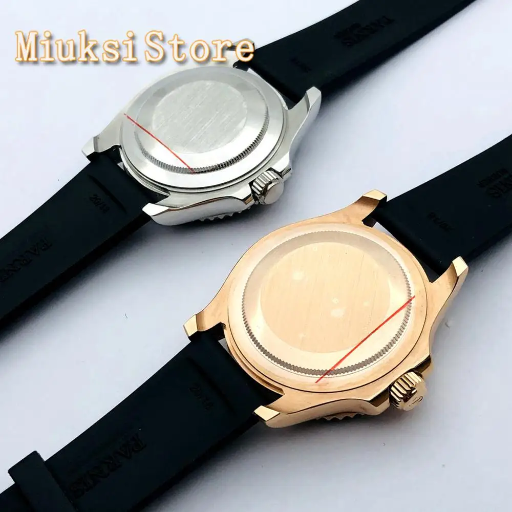 PARNIS 41mm Silver Rose Gold Men\'s Top Casual Business Watch Sapphire Crystal Ceramic Bezel Black Dial Date Mens Automatic Watch