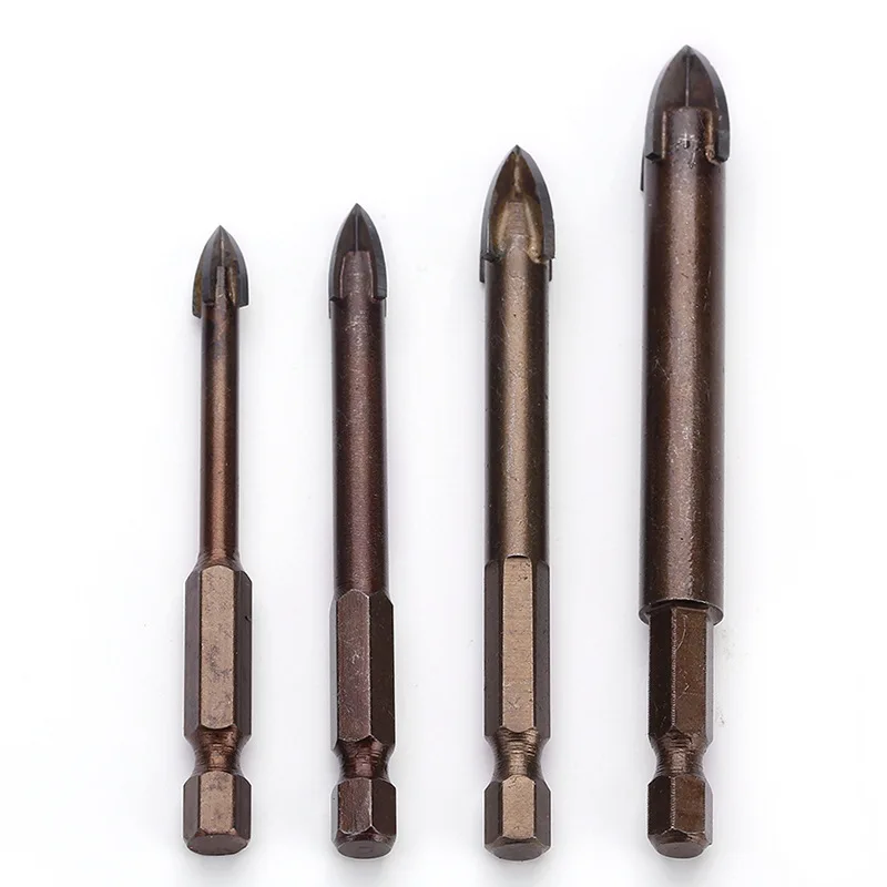 Hexagon Handle Cross Tile Drill Bit Glass Ceramic Concrete Hole Opener Alloy Triangle Drill Size 3/4/5/6/7/8/10/12 Mm