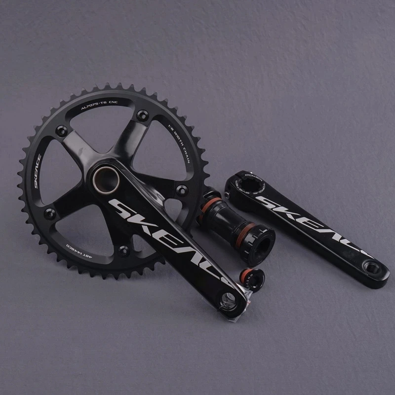 

Fixed Gear Alumniun Alloy Crankset Crank 48T 880g Length165mm BCD 144mm Single Speed Track Bike Chainwheel With Bottom Bracket