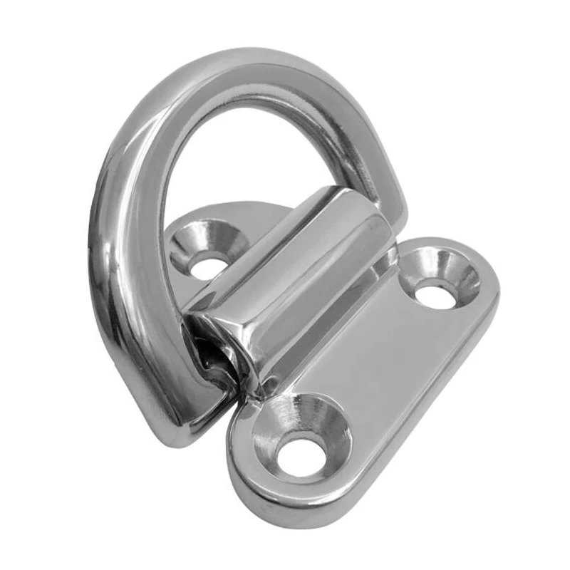 Boat 45mm Folding Pad Eye D-Ring Handle 316 Stainless Steel Tie Down Anchor Point Truck D-Shaped Buckle Trailer Pull Ring