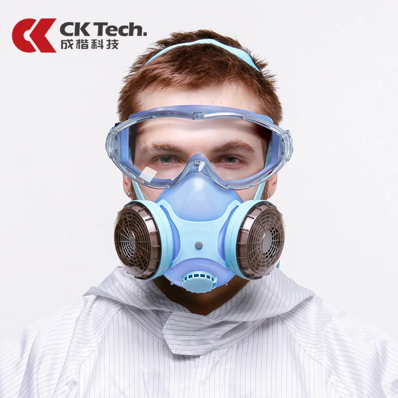 

CK Tech. Safety Goggles Shockproof +Silicone Protective Anti-dust Mask Respirator Anti-gas Formaldehyde Pesticide Paint Mask Set