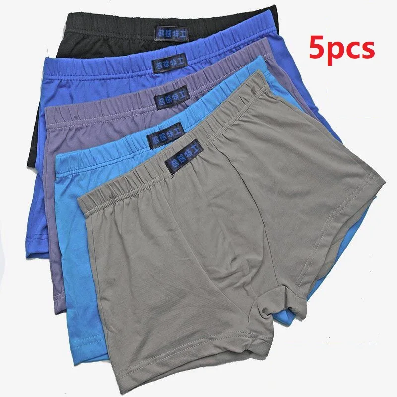 5 pçs/lote 6xl 110kg 100% algodão boxer roupa interior dos homens quatro shorts underwear masculino boxers shorts respirável pura cor aleatória