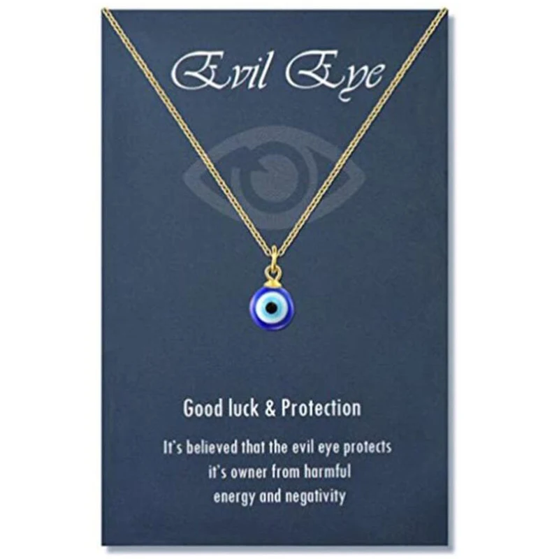 Collar de cadena de mal de Ojo, colgante de amuleto de ojos azules, protección de Ojo Turco Kabbalah, joyería delicada, regalo para mujeres y niñas