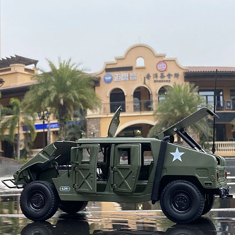 Large Size 1:18 Hummer H1 Military Explosion Proof Car Model Alloy Diecast Simulation Toy Armored Car Metal Tank Model Kids Gift