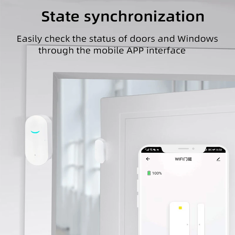 Tuya Smart Life WiFi Door Sensor,WIFI Windows Sensor,Door Open Close Security Detector,Alexa Google Home Voice Remote Control