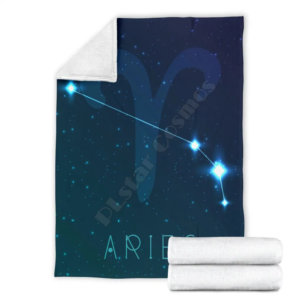 Aries Zodiac fleece blanket Printed Blanket Adults/kids Fleece Blanket Sherpa Blanket 02