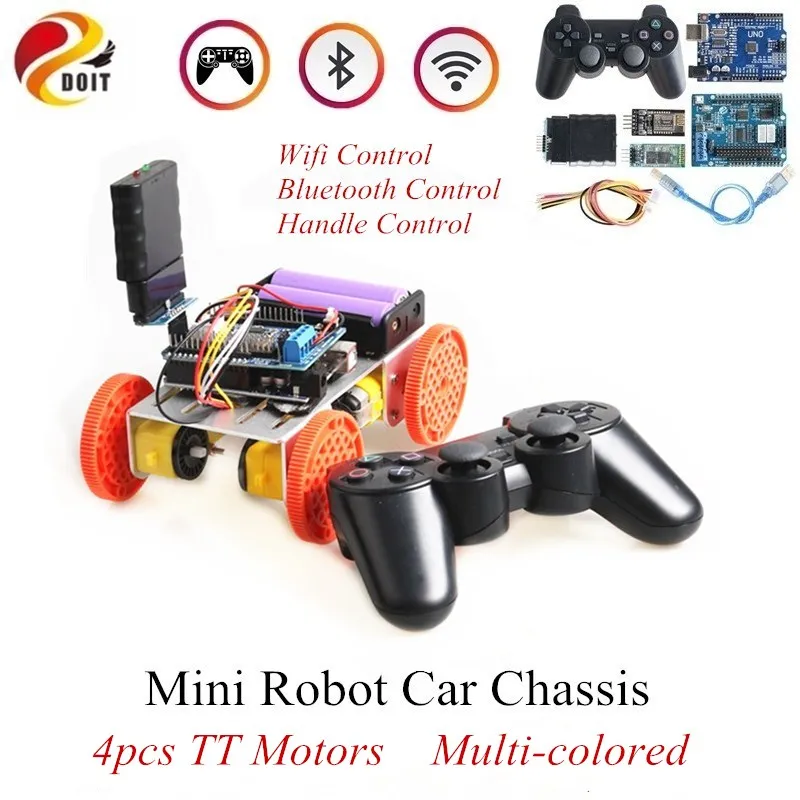 

Wifi/ BT/ Handle Control Metal Robot 4wd Car Chassis Mini C101 with 4 TT Motor for Arduino DIY Maker Eduational Teaching kit