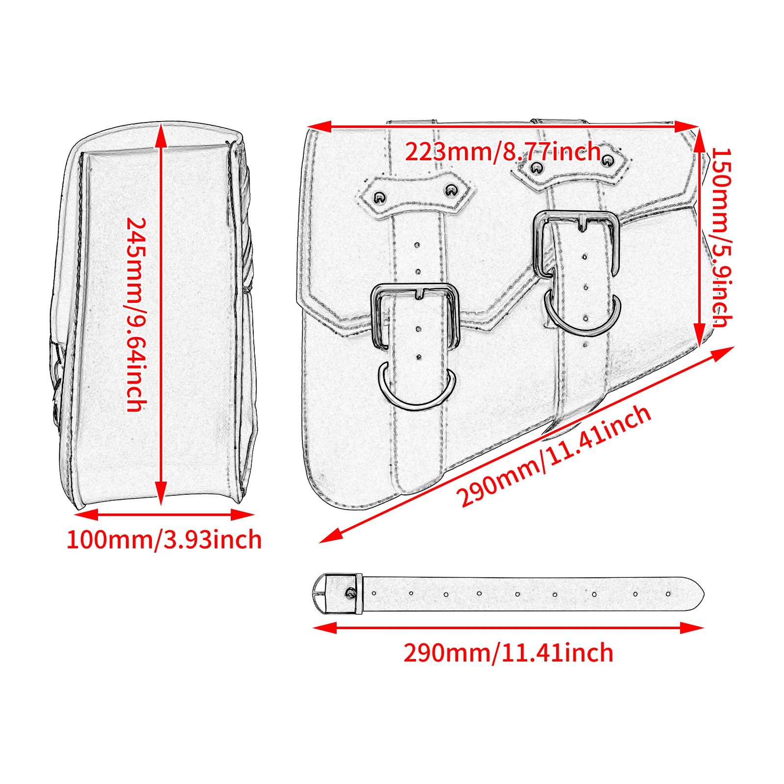 2xMotorcycle Saddle Bags Side Storage Luggage Side Tool Bag Pouches PU Leather For Harley Sportster XL 1200 883 Touring For BMW