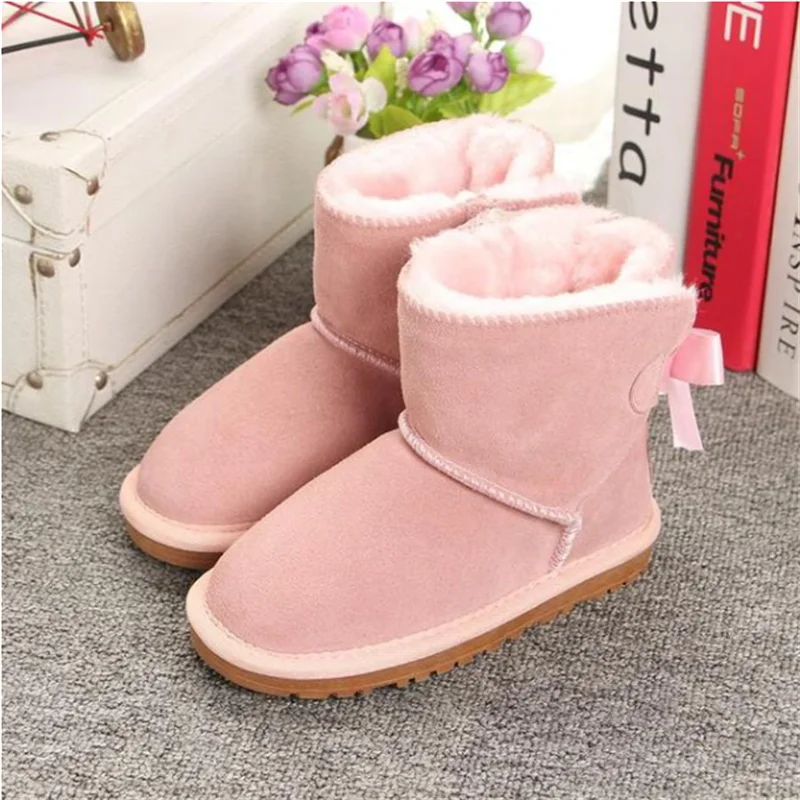 Australian Hot Sale Children 100% Genuine Leather Fashion Girls Boys Winter Snow Boots For Warm Winter flat Shoes baby boots