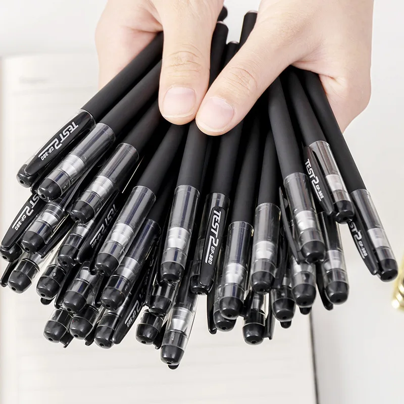 50PCS Black Matte Office Signature Pen Carbon Learning Stationery Water-based Pen Examination Dedicated Gel Pens