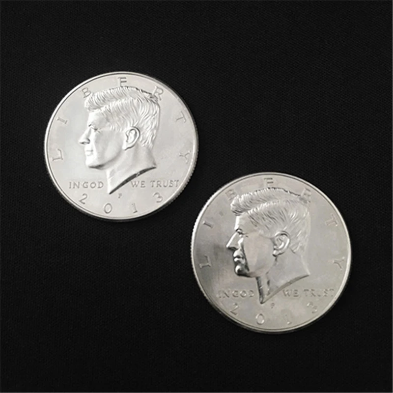 Double Side Coin (Both Side in Tails or Head,Made By Real Half Dollar Coin) Magic Tricks Close Up Gimmick Props for Magician