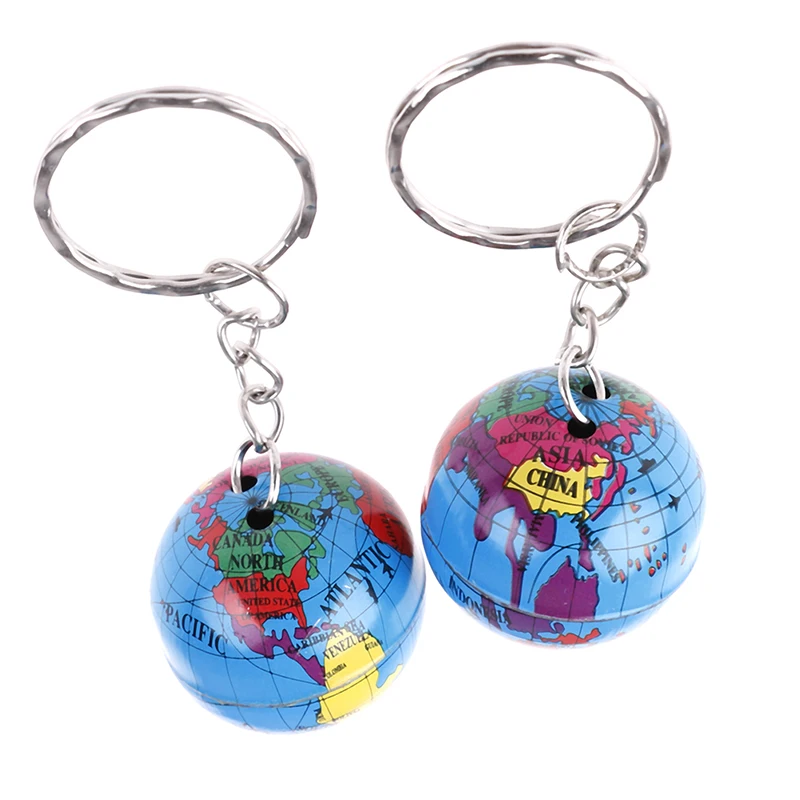 2Pcs Newest Globe Keychain Handmade World Map Planet Earth Geography Key Chain Glass Dome Key Chains