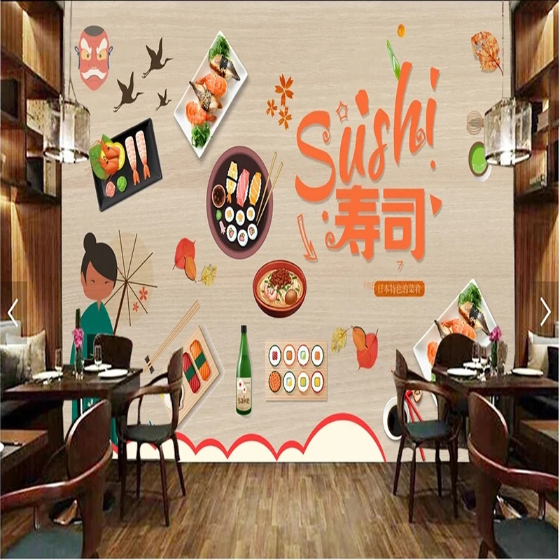 Custom Any Size 3D HD Japanese Restaurant Background Wall Mural Wallpapers Papel De Parede Painting Sticker Tapety Home Décor