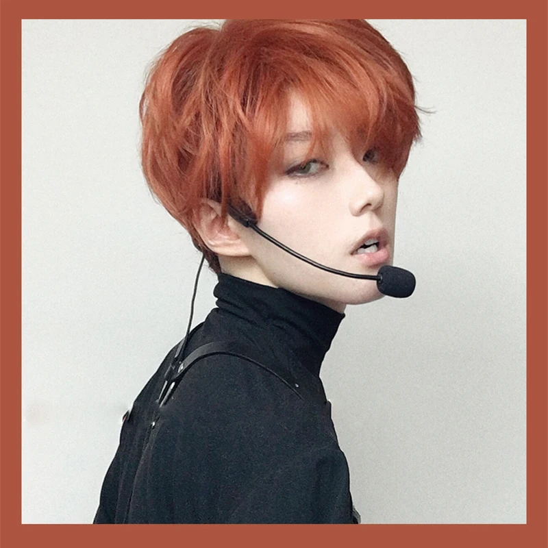 AILIADE Christmas Short wigs Men Boys Girl Orange Red Synthetic Wig for Daily Heat Resistant Party Anime Cosplay Costume Wig