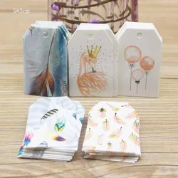 New 5*3cm DIY printed gifts wedding candy favors hang tag label Feathers pattern gifts favors decoration  hang tag party suppile