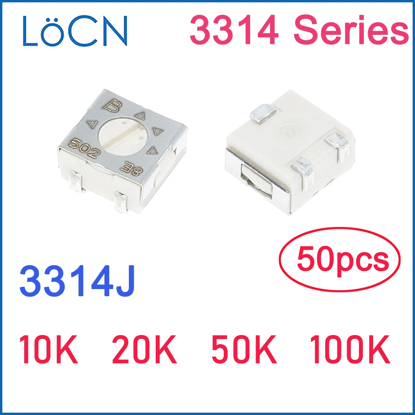 50PCS 3314J 4*4 10K 20K 50K 100K Trim Pot Trimmer Potentiometer 3314 3314J-1-103E 3314J-1-203E 3314J-1-503E variable BOURNS 4mm