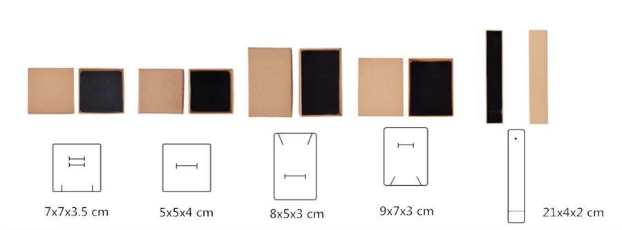 pandahall Cardboard Jewelry Set Box for Ring Necklace Rectangle Tan 8x5x3cm Black 9x7x3mm White 7x7x3mm 9x9x3mm 8-24pcs