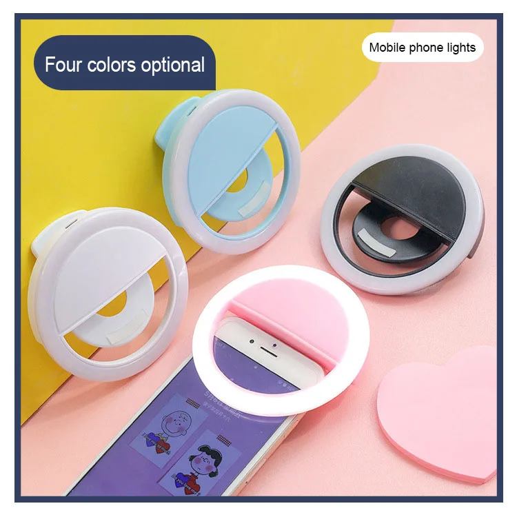 Mobile Phone Self Timer Artifact Round Beauty New Strange Lamp Fill-in Light USB Charging LED Flash Mobile Phone Fill Light