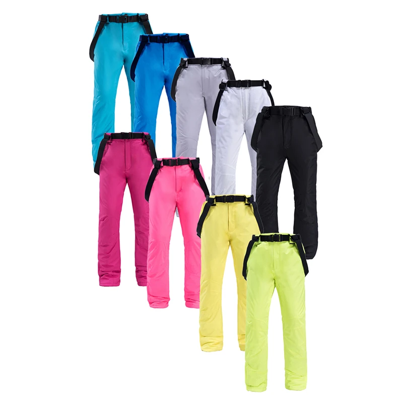 Pantalones de nieve impermeables para hombres y mujeres, pantalones de snowboard, baberos con correa de esquí, traje con cinturón de montañismo, marca,-30 más barato