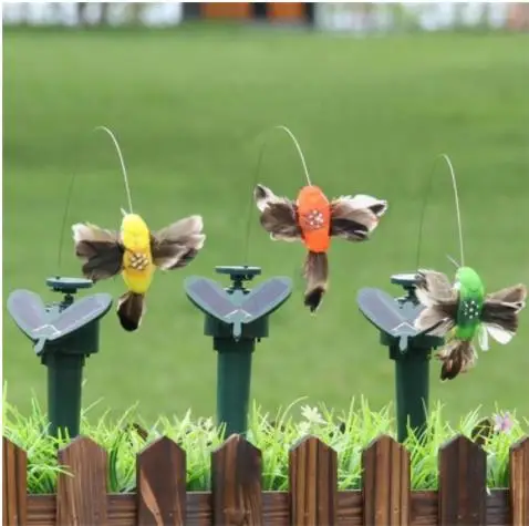 Solar Power Dancing rotating Butterflies Fluttering Vibration Fly Hummingbird Flying Birds Yard Garden Decoration Funny Toys SN