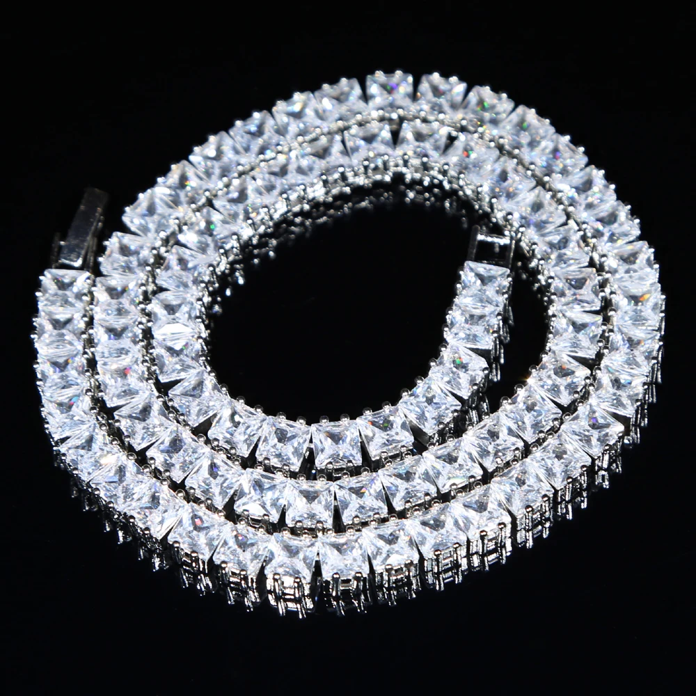 2025 مثلج خارج مربع زركون تشيكوسلوفاكيا تنس سلسلة المختنق قلادة الجملة سلسلة نسائية قلادة مجوهرات لمجوهرات الهيب هوب
