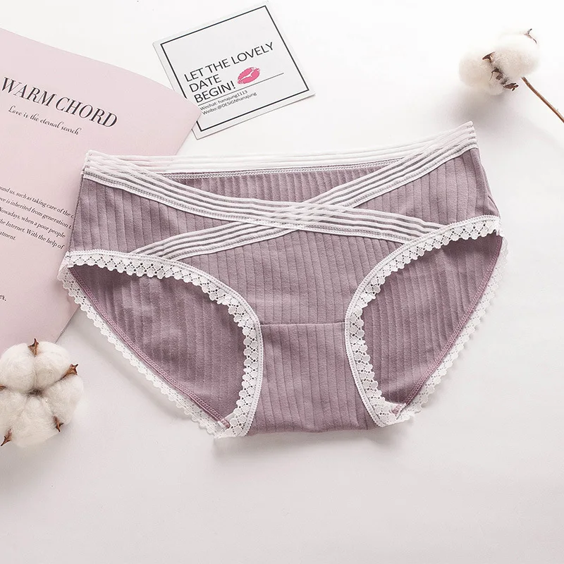 

Lace Stretch Cotton Maternity Panties with Lace Low Waist Belly Underwear Clothes for Pregnant Women Pregnancy Briefs