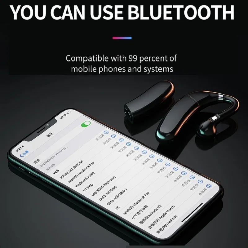 Cuffie auricolari Bluetooth senza fili a lunga durata con doppia batteria auricolari con microfono cuffie musicali HD per IPhone Xiaomi