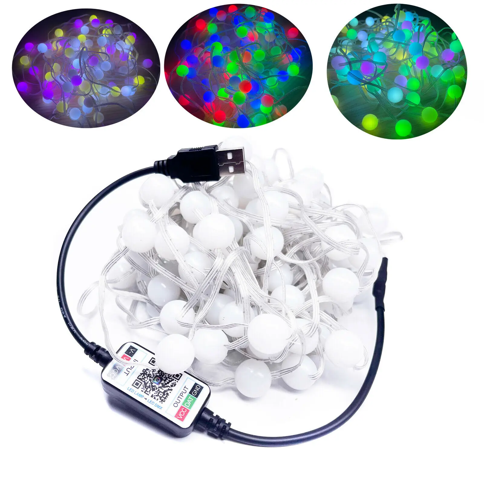 USB alimentato 100 LED Globe Ball String Light Outdoor Party Decor Christmas Garden Holiday light App Control RGB