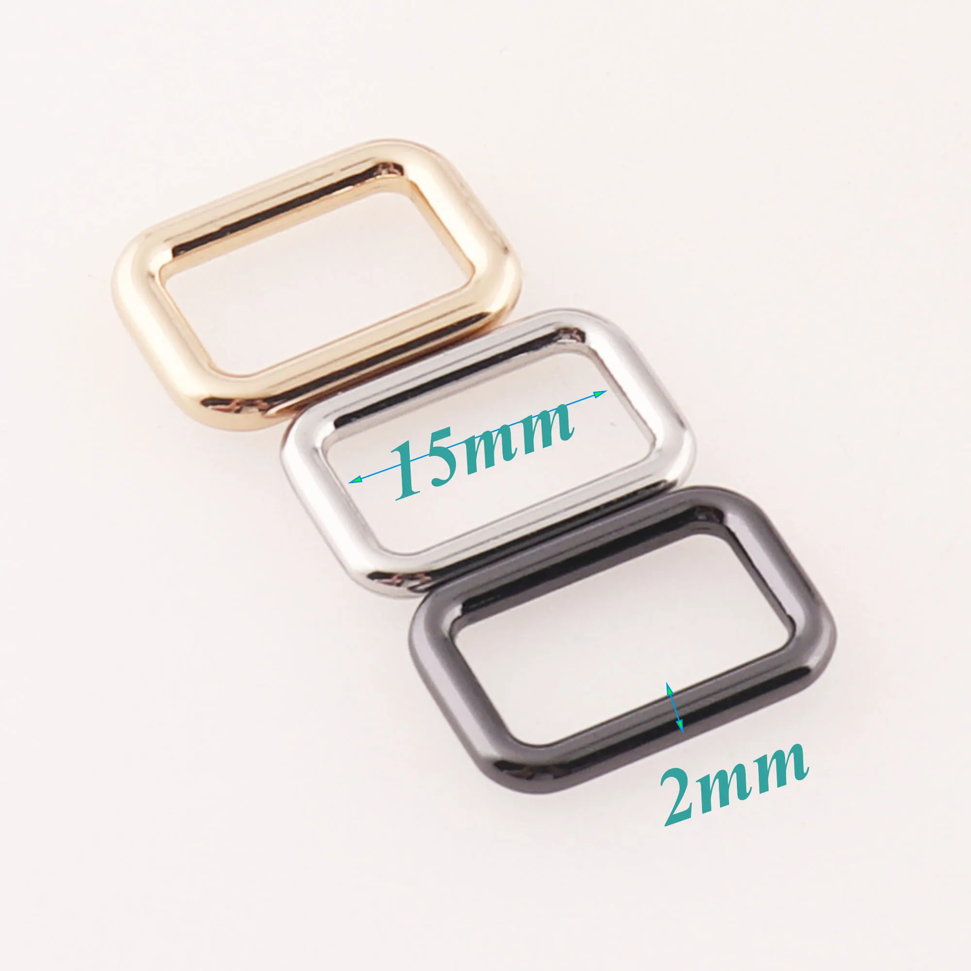 

20 PCS Gunmetal/Silver/Pale Gold Rectangle Rings,Webbing Purse Handbag Bag,Square Rings Rectangular Wire Loops Wire Rings-15mm