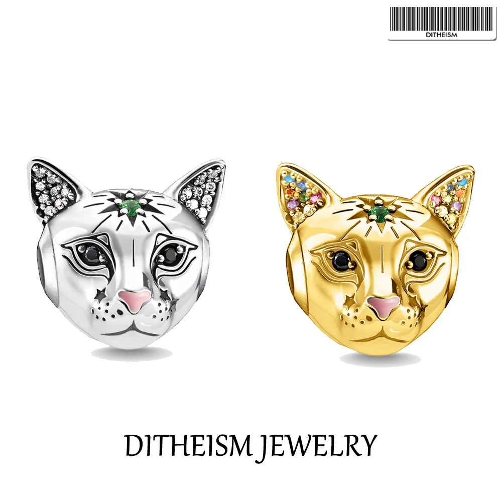 

Beads Magical Cat Golden In 925 Sterling Silver With Colorful Stones 2022 Brand New Fine Woman Jewelry Accessories Fits Bracelet