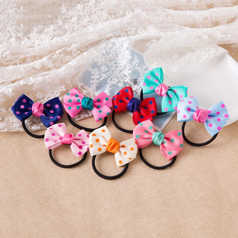 

20pcs Elastic Hair Bands Polka Dot Cute Bow Ribbon Rabbit Ears Elastic Rubber Bands Hair Rope Girls Scrunchy Accessory