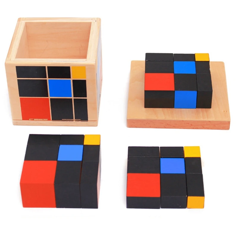 

Early Learning Educational Toys Montessori Wooden Trinomial Cube for Toddlers