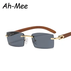 Sqaure Brand Designer Sunglasses Men Women Sun Glasses Wood Frames Rimless Black Eyeglasses Fashion Eyewear Gafas De Sol