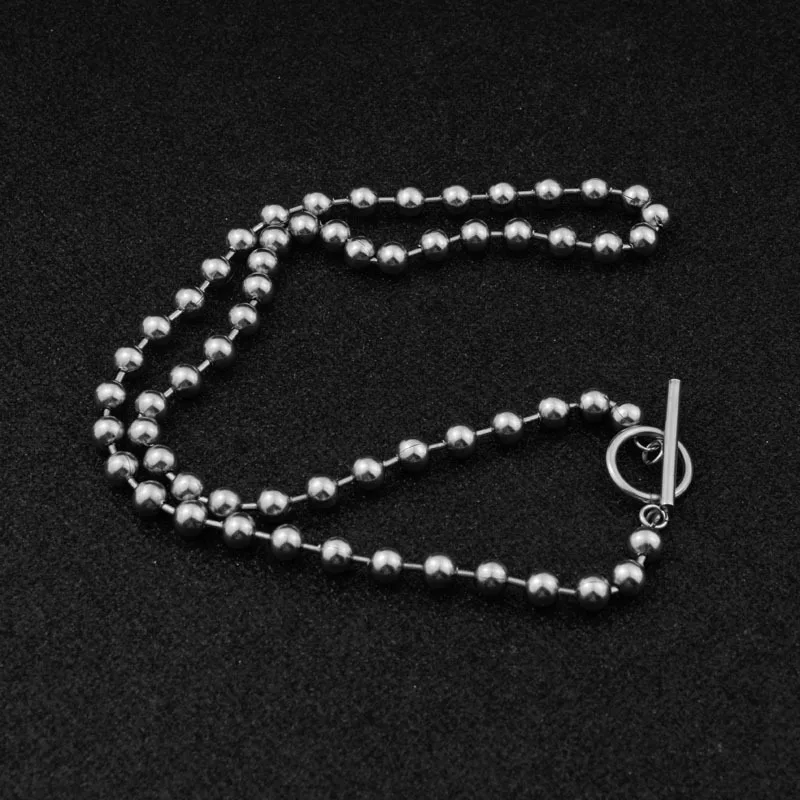 50cm Bead Chain Necklace Stainless Steel Necklaces For Women Men Accessories OT Buckle Fashion Jewelry 2021 Trend Couple Gift