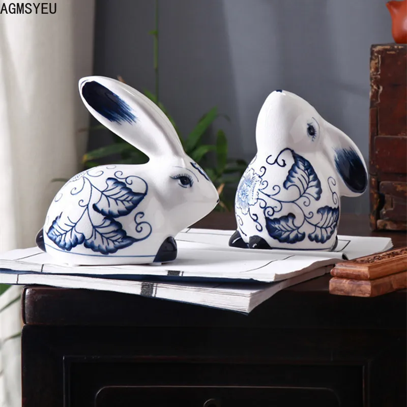 

modern minimalist animal sculpture blue and white porcelain handicraft decoration company living room desktop home decoration