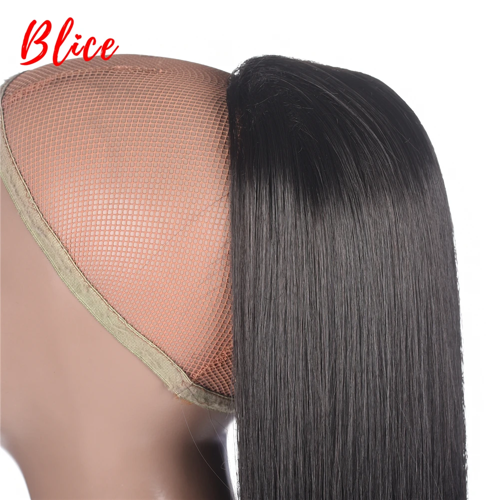 Blice-Cabello sintético liso y sedoso largo, 30 ", resistente al calor, con dos peines de plástico, extensión de cola de caballo, negro y marrón